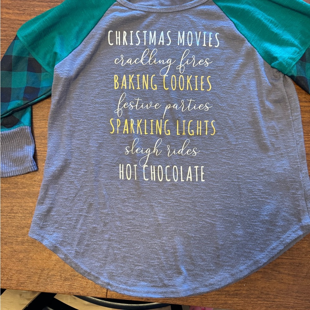 Blue and Green Raglan Sleeve Shirt